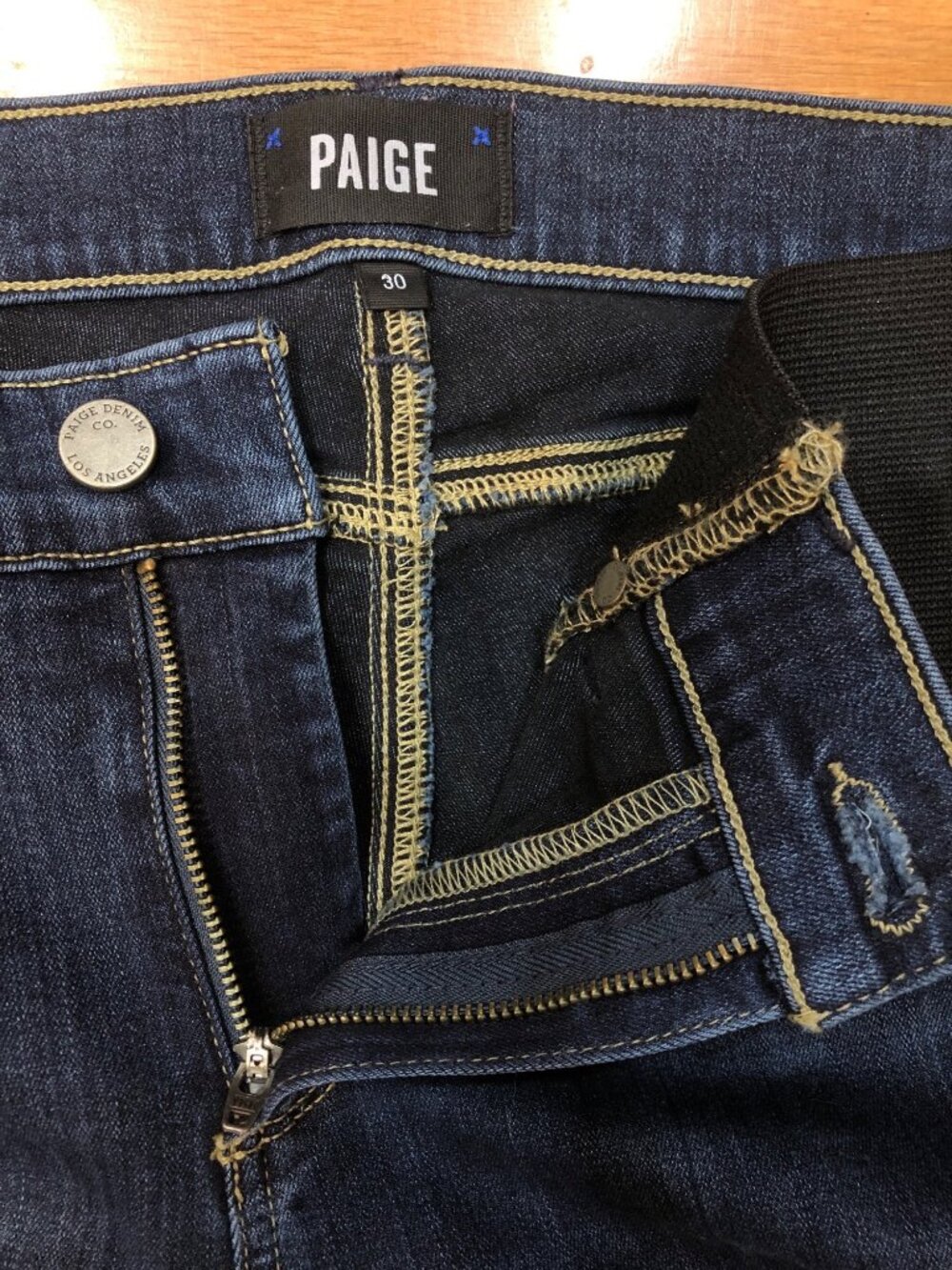 Paige Manhattan Maternity Flare Blue Jeans Mom To Be Fashion Size 30 - Picture 5 of 13